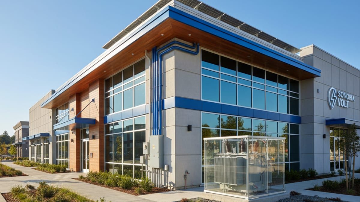 Modern commercial building with professional electrical systems in Sonoma County