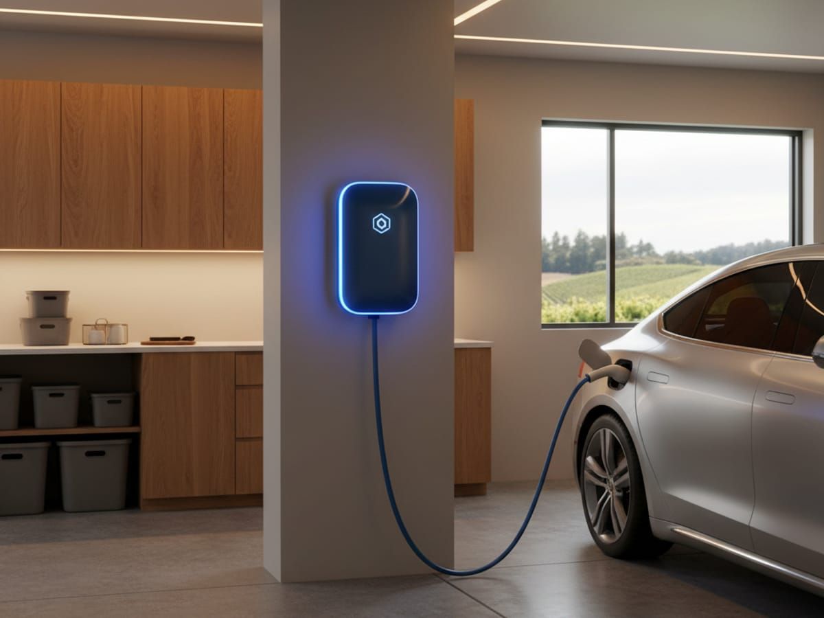 Electric vehicle charging station installation in modern Sonoma County home