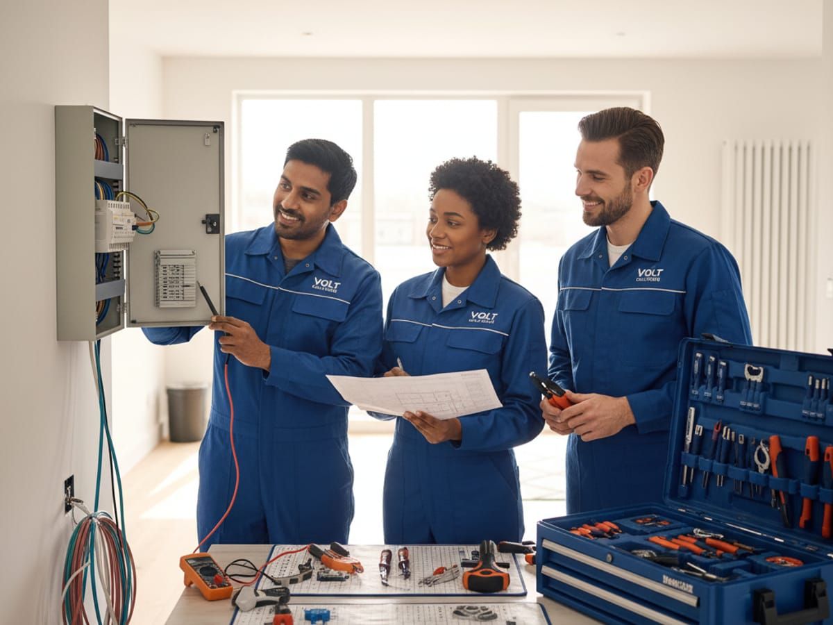 Professional electrician team working on residential project in Sonoma County