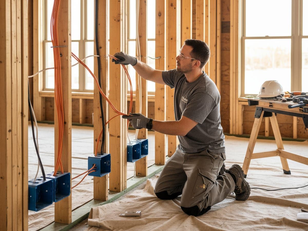 Professional home rewiring project in progress in Sonoma County